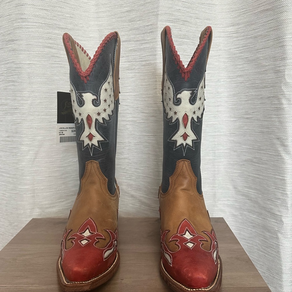 J.B. Dillon Red and Brown Heeled Boots